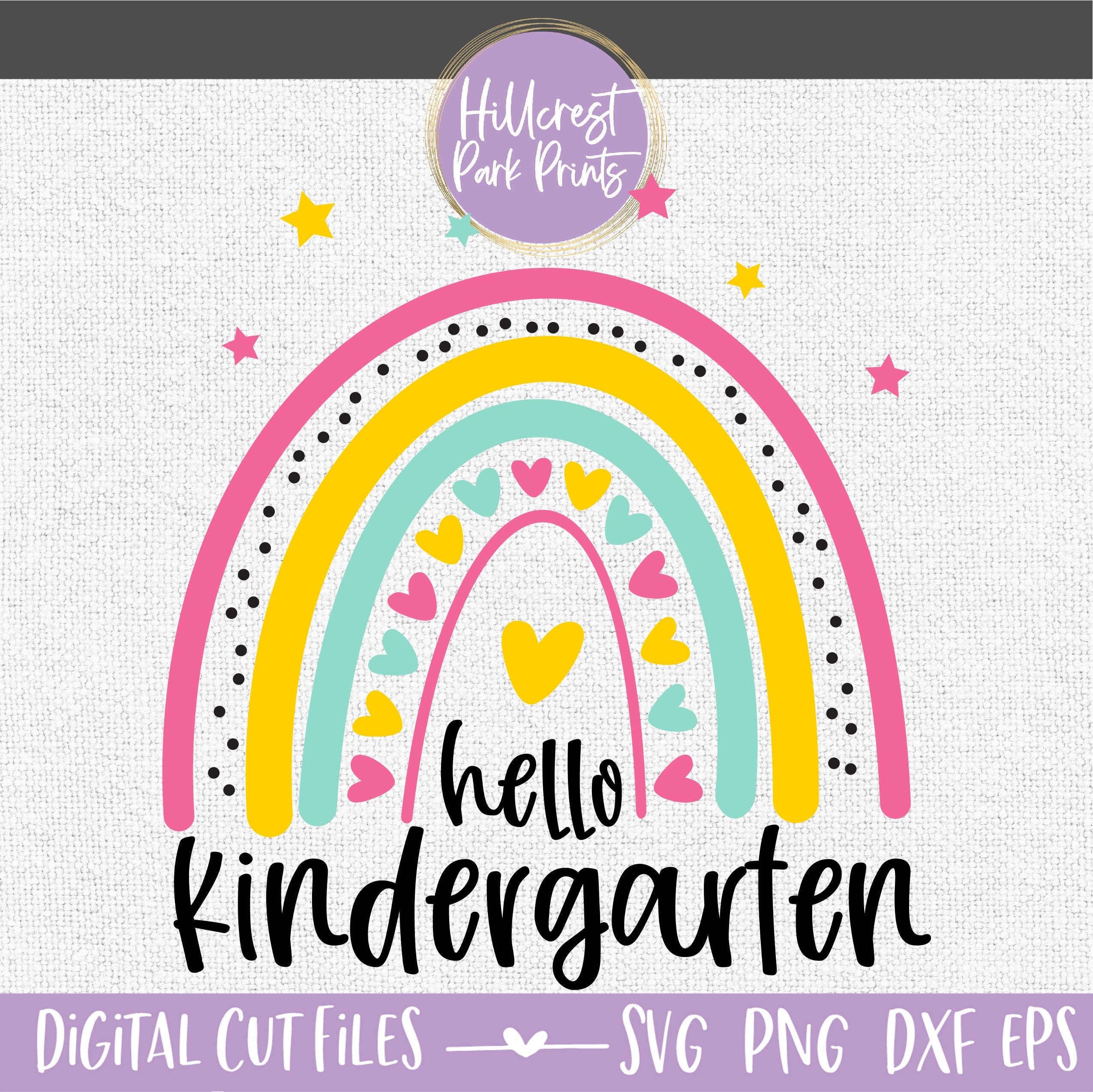 Hello Kindergarten Rainbow SVG, Back to School SVG, Png, Dxf, Eps ...