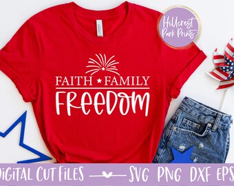 Foi famille liberté SVG, PNG, DXF, Eps, 4 juillet, drôle 4 juillet Svg, Svg patriotique, fichier de coupe numérique