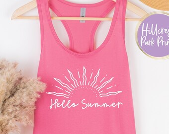 Hello Summer SVG, PNG, EPS, Dxf, Beach Tank Top Svg, Swim Suit Cover Up Svg, Digital Cut File
