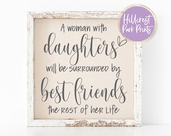 Mujer con hijas SVG, mejores amigas, regalo del Día de la Madre (descarga digital)