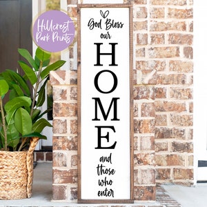 Welcome Porch Sign SVG, PNG, DXF, Front Door Vertical Porch Sign, God Bless Our Home Svg, For Cricut or Sillouette, Instant Download