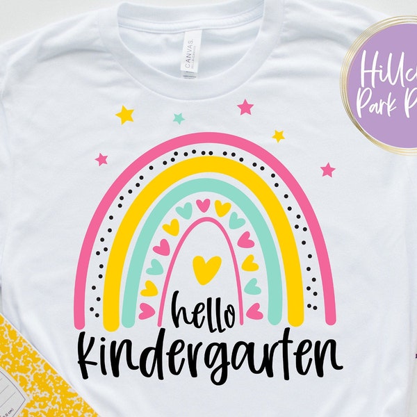 Hello Kindergarten Rainbow SVG, Back To School SVG, Png, Dxf, Eps, Digital Cut File, Instant Download