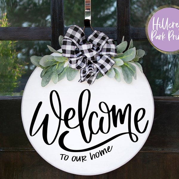 Welcome Door Hanger SVG, Front Door Decor SVG, Spring Farmhouse Decor, Spring Welcome Svg, Digital Download