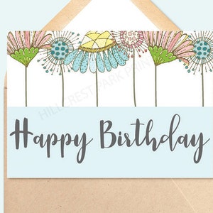 Cartão de feliz aniversário para impressão, cartão de aniversário para ela, download instantâneo, cartão comemorativo 5x7, amiga, mãe, irmã