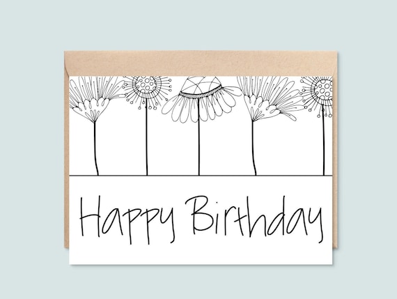 Happy Birthday Card Black And White Printable