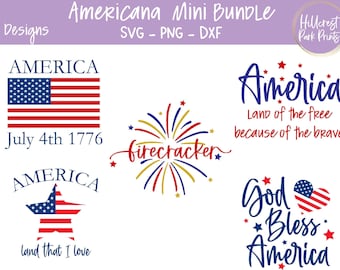 Patriotic Americana SVG Bundle, 4th Of July, PNG, DXF, Svg, Digital Cut File