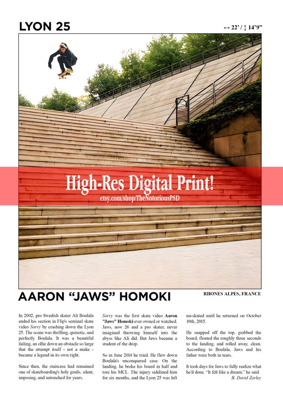 Skateboarding Poster - Digital Print (Aaron Jaws Homoki - Lyon 25)