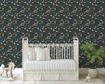 Petite Floral Green or White Flowers, Removable Peel & Stick Self-Adhesive Wallpaper, Ships Free in 3-5 business days (US)