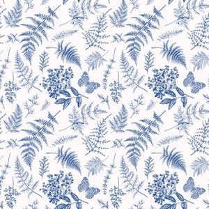 Blue Botany, Ferns, Berries, Hydrangeas and Berries, Removable Peel & Stick Self-Adhesive Wallpaper, Ships Free in 3-5 business days US image 8