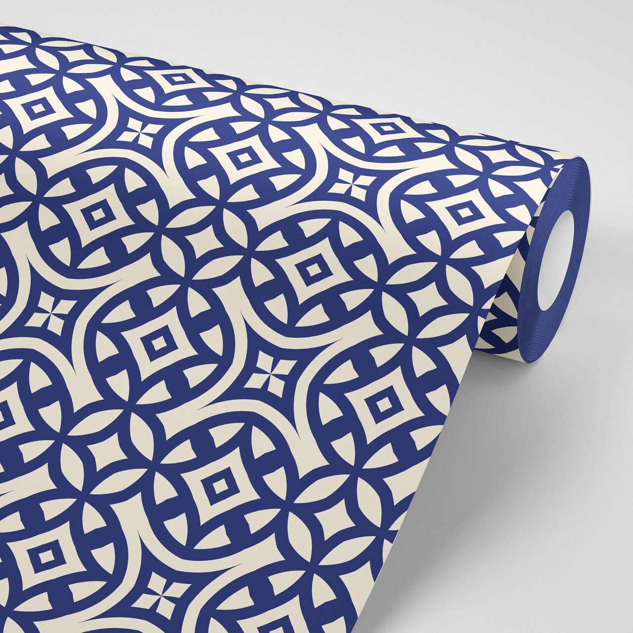 NAVY GEOMETRIC WALLPAPER Navy and Beige Design Removable Etsy