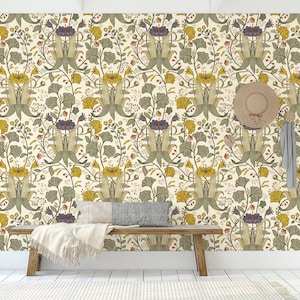 Vintage Floral Wallpaper: Bohemian Peel and Stick Removable Wallpaper