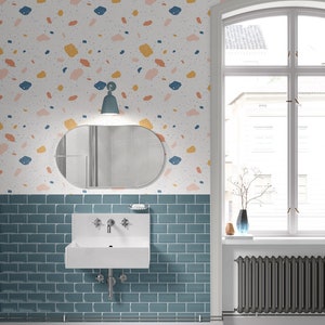 Terrazzo Speckle Wallpaper: Modern Peel and Stick, Pastel Colors