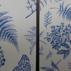 Blue Botany, Ferns, Berries, Hydrangeas and Berries, Removable Peel & Stick Self-Adhesive Wallpaper, Ships Free in 3-5 business days US image 9