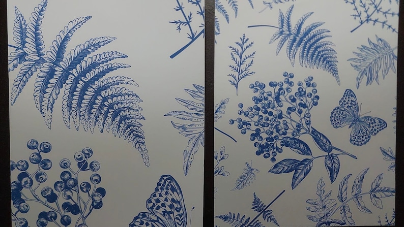 Blue Botany, Ferns, Berries, Hydrangeas and Berries, Removable Peel & Stick Self-Adhesive Wallpaper, Ships Free in 3-5 business days US image 9