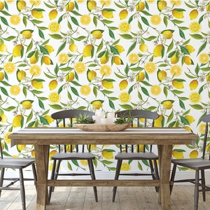 Limoncello, Lemon Vine Removable Peel & Stick Self-Adhesive Wallpaper, Ships Free in 5-6 business days (US)