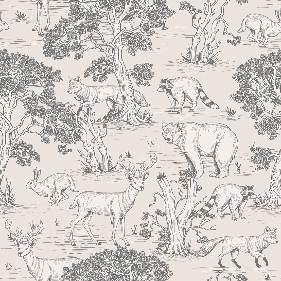 Woodland Animals Peel and Stick Wallpaper Woodland Animal - Etsy Australia