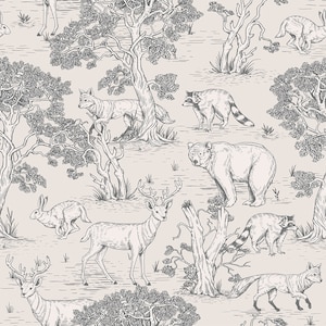 Woodland Animals Peel and Stick Wallpaper, Woodland Animal Wallpaper, Forest Animals Wallpaper, Woodland Decor image 6