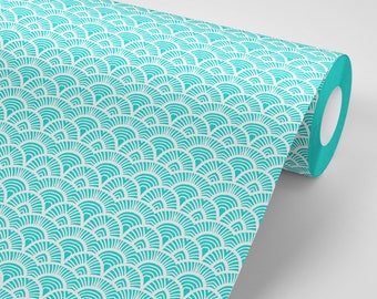 Art Deco Teal Arches Removable Peel & Stick Self-Adhesive Wallpaper, Ships Free in 3-5 business days (US)