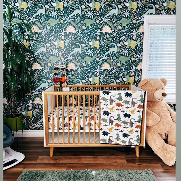 Dino Land Wallpaper: Removable Peel & Stick Dinosaur Wall Decor