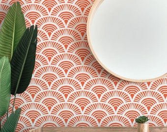 Art Deco Orange Arch Wallpaper: Removable Peel and Stick