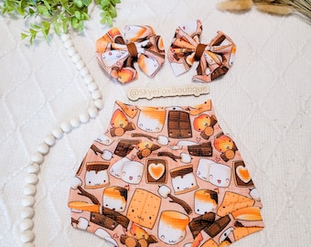 Campfire and S’mores Bummies | Baby Outfit | Smore Love Bummies | Baby Shorts | Handmade