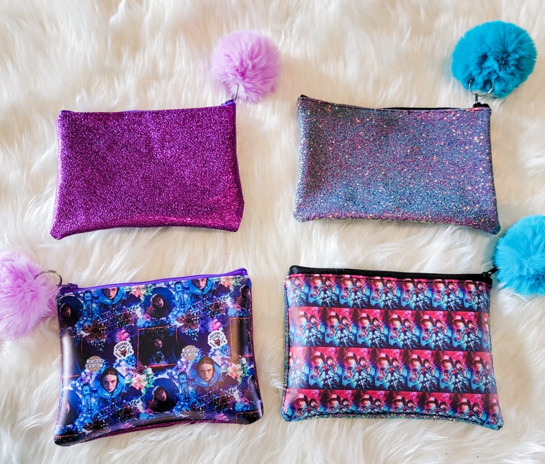 Zipper Pouch Bag Stranger Things Purple Glitter Cute Girl Holder - Etsy