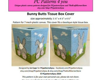 WZÓR pdf - Pokrowiec na pudełko chusteczek Bunny Butts - pobierz plik pdf dla 7-siatkowego płótna plastikowego