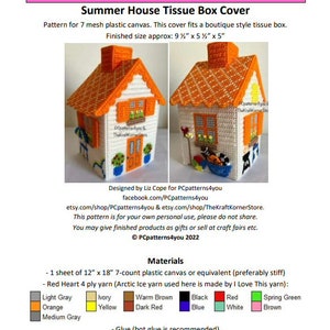 pdf PATTERN - Summer House Tissue Box Cover - pdf download