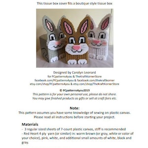 pdf PATTERN - Bunny Tissue Box Cover - pdf download
