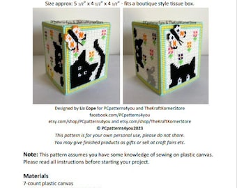 Black Cat Plastic Canvas Tissue Box Cover Pattern - Etsy