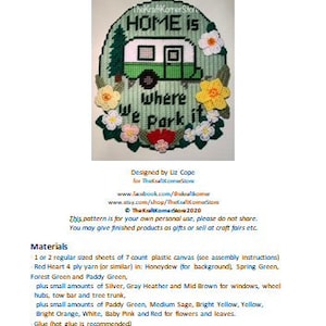 pdf pattern - Spring Camper Wall Hanging - pdf download for plastic canvas