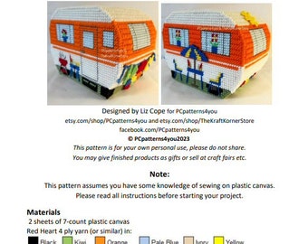 pdf PATTERN - Summer Camper Tissue Box Cover - pdf digital download