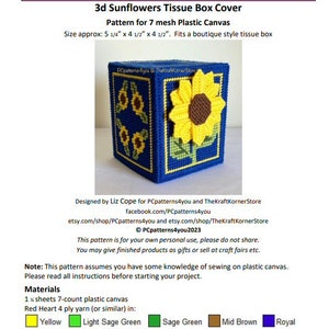 pdf PATTERN - 3d Sunflowers Tissue Box Cover - pdf download