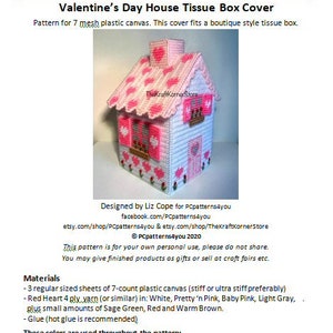 pdf PATTERN - Valentine&#39;s House Tissue Box Cover - pdf download