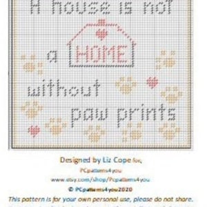 pdf PATTERN: A House is not a home without paw prints - Wall Hanging - plastic canvas