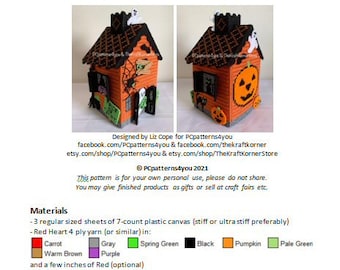 pdf PATTERN - Halloween House Tissue Box Cover - pdf download