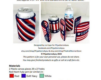 pdf PATTERN - Patriotic Cozies Collection - pdf download for 7 mesh plastic