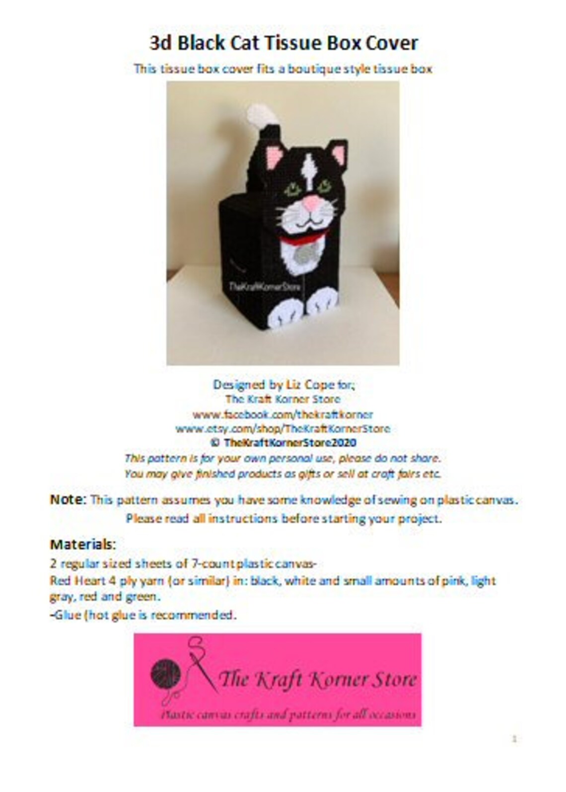 Pdf PATTERN 3d Black Cat Tissue Box Cover Pdf Download | Etsy