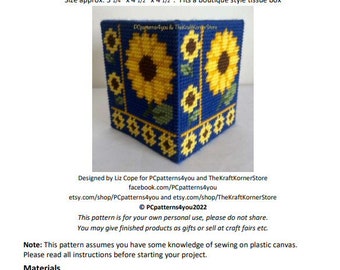 pdf PATTERN - Sunflowers Galore Tissue Box Cover - pdf download