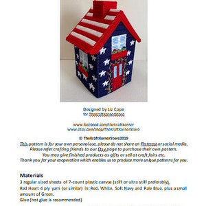 pdf PATTERN - Patriotic Stars House Tissue Box Cover - pdf download