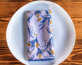 Blue and Gold Cloth Napkins - Set of 2 - Boho Decor - Table Linens - Dinner Napkins