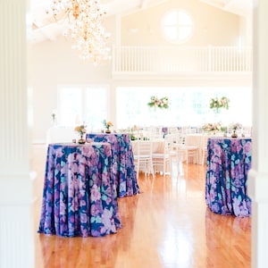 FLORAL LAVENDER TABLECLOTH - Round Tablecloth - Wedding Tablecloth - Lavender Floral - Bridal Shower - Baby Shower - Event Tablecloth