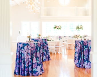 FLORAL LAVENDER TABLECLOTH - Round Tablecloth - Wedding Tablecloth - Lavender Floral - Bridal Shower - Baby Shower - Event Tablecloth