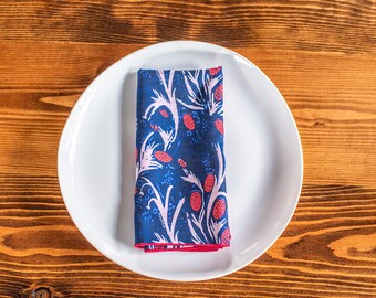 Navy and Red Cloth Napkins - Set of 2 - Boho Decor - Table Linens - Dinner Napkins