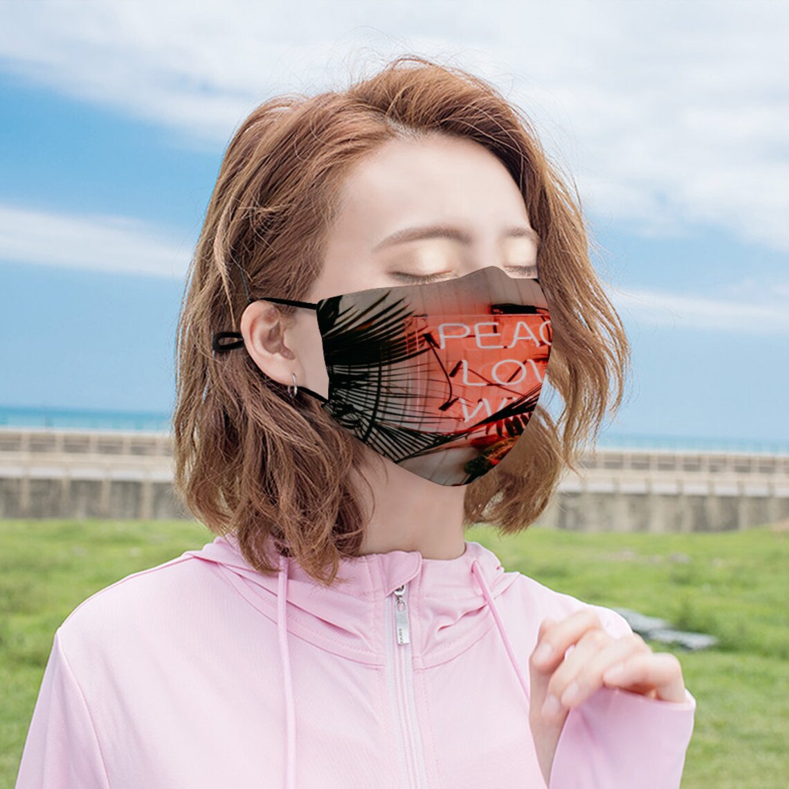 Neon Peace Face Mask With Filter Vent Washable Etsy Denmark