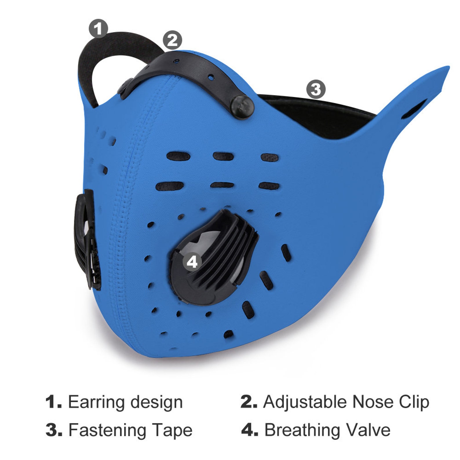 Electric Blue Face Mask With Multibreather Vents Washable Etsy