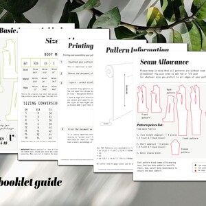 All our patterns come with custom pdf booklets that contain a lot of information, from printing instructions, sizing, pattern information, seam allowances and so forth.