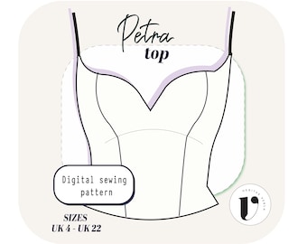 Patron COL CUIR | Patron de couture numérique de robe coeur|Robe de remise des diplômes décolleté coeur Patron de haut adapté aux débutants, couture princesse