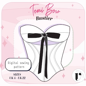 STRAPLESS CORSET Bustier Sewing Pattern,  Sweetheart Neckline Top, lace-up Ladies Downloadable Printable bodice | Digital Sewing Pattern