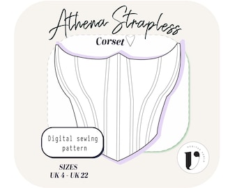 STRAPLESS BUSTIER corset "Athena" pattern Size- (UK 4- 22) -sewing pattern cottagecore corset pdf, overbust bustier, wedding dress pattern